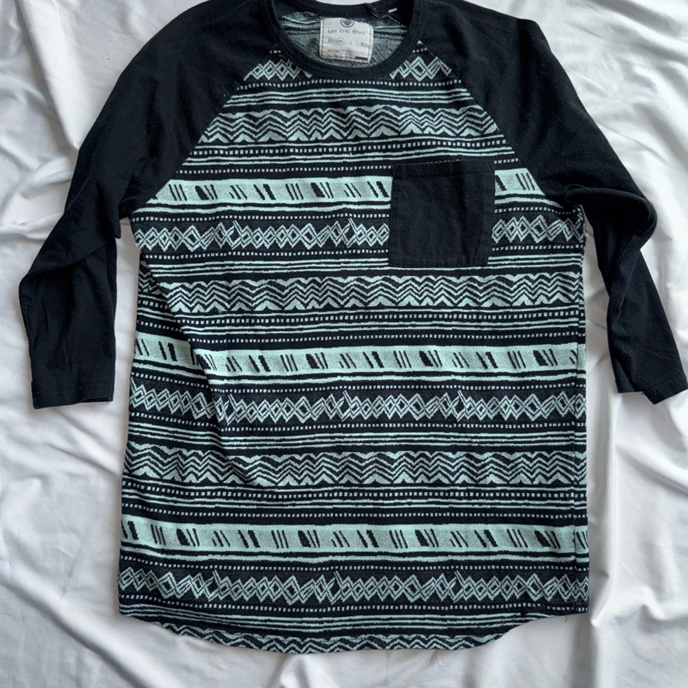 Black and White Patterned Long Sleeve Shirt